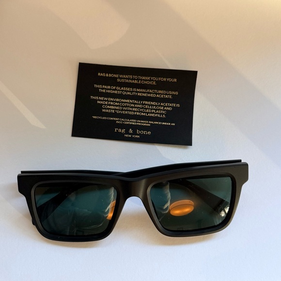 Matte Black Rectangular Rag & Bone Sunglasses - Picture 3 of 9